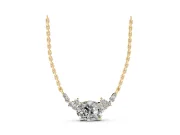 Oval Lab-Grown Diamond East-West Pendant Necklace | Round Accent Arcs | Yellow Gold