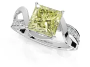 Princess Cut Bypass Engagement Ring Setting for a Fancy Yellow Lab-Grown Diamond | Sterling Silver - Design NV-24814