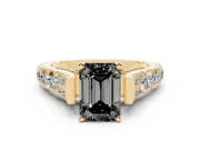Emerald Cut Graduated Engagement Ring Setting for a Black Center | Yellow Gold