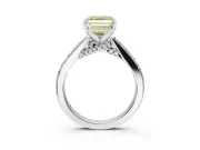 Asscher Cut Pavé Engagement Ring Setting for a Fancy Yellow Lab-Grown Diamond | Crossover Gallery | Sterling Silver