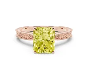 Radiant Cut Engraved Engagement Ring Setting for a Fancy Yellow Lab-Grown Diamond | Rose Gold