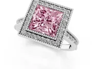 Princess Cut Halo Engagement Ring Setting for a Fancy Pink Lab-Grown Diamond | Sterling Silver - Design NV-24721