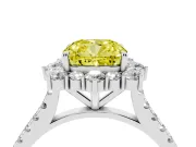 Cushion Cut Scalloped Halo Engagement Ring Setting for a Fancy Yellow Lab-Grown Diamond | Single Row Pave | White Gold