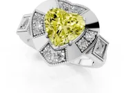 Heart-Shaped Milgrain Sectioned Halo Engagement Ring Setting for a Fancy Yellow Lab-Grown Diamond | Sterling Silver