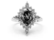 Pear-Shaped Cluster Halo Engagement Ring Setting for a Black Center | Platinum