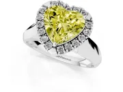 Heart-Shaped Halo Engagement Ring Setting for a Fancy Yellow Lab-Grown Diamond | Square Profile Band | White Gold