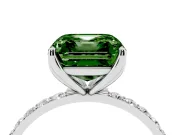 Asscher Cut Pave Engagement Ring Setting for a Fancy Green Lab-Grown Diamond | Slim Band | Platinum