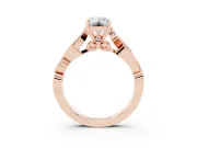 Emerald Cut Vintage Vine Solitaire Engagement Ring Setting | Milgrain Leaves | Rose Gold
