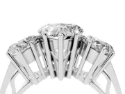 Heart-Shaped Three Stone Engagement Ring Setting | Beaded Shoulders | Sterling Silver