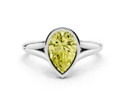 Pear-Shaped Bezel Engagement Ring Setting for a Fancy Yellow Lab-Grown Diamond | Sterling Silver