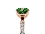 Cushion Cut Pave Engagement Ring Setting for a Fancy Green Lab-Grown Diamond | Slim Band | Rose Gold
