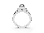 Marquise Graduated Engagement Ring Setting for a Black Center | White Gold