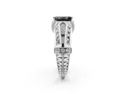 Emerald Cut Vintage Milgrain Engagement Ring Setting for a Black Center | Sterling Silver
