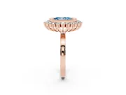 Oval Bezel Halo Engagement Ring Setting for a Fancy Blue Lab-Grown Diamond | Rose Gold