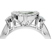 Heart-Shaped Halo Engagement Ring Setting for a Fancy Green Lab-Grown Diamond | Graduated Channel Band | White Gold