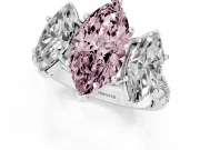 Marquise Three Stone Engagement Ring Setting for a Fancy Pink Lab-Grown Diamond | Accented Shoulders | Platinum