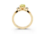 Fancy Yellow Three-Stone Pear Cut Diamond Twist Band Ring Set in Yellow gold with Pavé Accents and Prong Setting