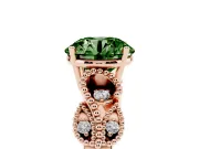 Round Vintage Leaf Solitaire Engagement Ring Setting for a Fancy Green Lab-Grown Diamond | Rose Gold