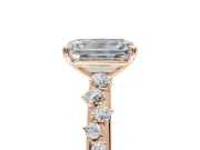 Emerald Cut Solitaire Engagement Ring Setting | Graduated Scattered Accents | Rose Gold
