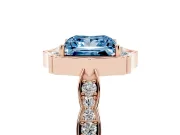 Princess Cut Vintage Scalloped Halo Engagement Ring Setting for a Fancy Blue Lab-Grown Diamond | Pave Band | Rose Gold