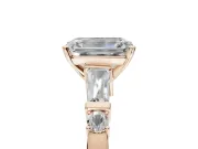 Emerald Cut Tapered Baguette Engagement Ring Setting | Bar Set Sides | Rose Gold