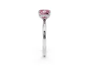 Fancy Pink Princess Cut Diamond Solitaire Ring Set in Platinum with Thin Band and Prong Setting