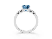 Fancy Blue Princess Cut Diamond Five-Stone Prong Set Engagement Ring Set in Silver with Channel Band