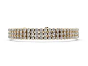 Round Lab-Grown Diamond Three-Row Tennis Bracelet | Claw Prong Cups | Yellow Gold