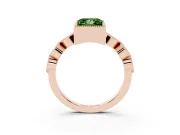 Fancy Green Princess Cut Diamond Vintage-Inspired Milgrain Ring Set in Rose gold with Marquise Stations of Round Accents