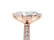 Marquise Vintage Pavé Solitaire Engagement Ring Setting | Milgrain Edges | Rose Gold
