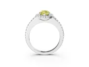 Marquise Pave Halo Engagement Ring Setting for a Fancy Yellow Lab-Grown Diamond | Pave Band | Platinum