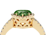 Heart-Shaped Pave Halo Engagement Ring Setting for a Fancy Green Lab-Grown Diamond | Yellow Gold