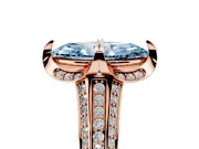 Marquise Hidden Halo Engagement Ring Setting for a Fancy Blue Lab-Grown Diamond | Triple Row Pavé Band | Rose Gold
