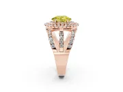 Oval Double Halo Split Shank Engagement Ring Setting for a Fancy Yellow Lab-Grown Diamond | Pave Strands | Rose Gold
