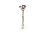 Heart-Shaped Hidden Halo Engagement Ring Setting for a Black Center | Pavé Band | Yellow Gold