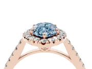 Marquise Raised Halo Engagement Ring Setting for a Fancy Blue Lab-Grown Diamond | Rose Gold