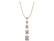 Round Lab-Grown Diamond Graduated Vertical Bar Pendant Necklace | Prong Baskets | Rose Gold