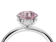 Round Hidden Halo Ring Setting for a Fancy Pink Lab-Grown Diamond | White Gold