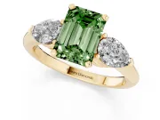 Emerald Cut 3-Stone Engagement Ring Setting for a Fancy Green Lab-Grown Diamond | Yellow Gold