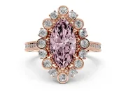Marquise Scalloped Halo Engagement Ring Setting for a Fancy Pink Lab-Grown Diamond | Milgrain Edges | Rose Gold