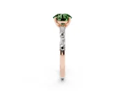 Round Baguette Side Stone Engagement Ring Setting for a Fancy Green Lab-Grown Diamond | Rose Gold