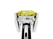 Radiant Cut Channel-Set Three Stone Engagement Ring Setting for a Fancy Yellow Lab-Grown Diamond | Platinum