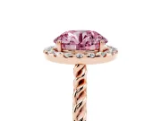 Round Rope Halo Engagement Ring Setting for a Fancy Pink Lab-Grown Diamond | Rose Gold