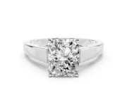 Radiant Cut Cathedral Solitaire Engagement Ring Setting | Tapered Band | Sterling Silver