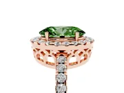 Oval Halo Engagement Ring Setting for a Fancy Green Lab-Grown Diamond | Pavé Band | Rose Gold