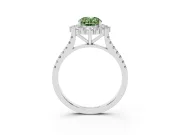 Oval Scalloped Halo Engagement Ring Setting for a Fancy Green Lab-Grown Diamond | Single Row Pave | Platinum