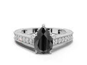 Pear-Shaped Vintage Pavé Engagement Ring Setting for a Black Center | Sterling Silver