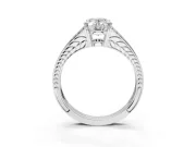 Oval Split Shank Pavé Engagement Ring Setting | Engraved Leaf Sides | Platinum