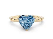 Heart-Shaped Bamboo Engagement Ring Setting for a Fancy Blue Lab-Grown Diamond | Yellow Gold