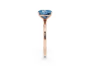 Fancy Blue Radiant Cut Diamond Solitaire Engagement Ring Set in Rose gold with Thin Band and Prong Setting